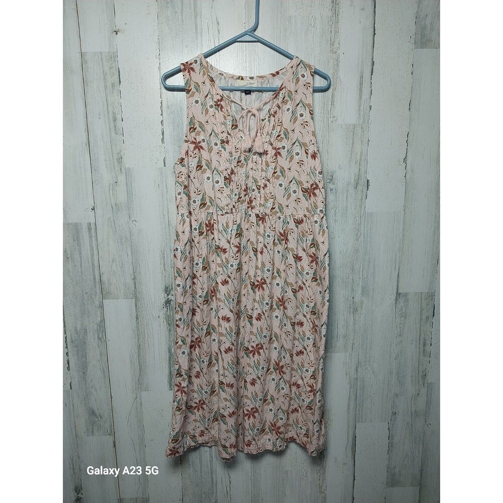 Universal Thread Women's Medium Linen Blend Tie Front Sleeveless Floral Dress